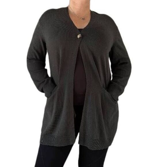 Coldwater Creek Olive Green Long Cardinal One Button Pockets Casual Fit Size M - Picture 5 of 6